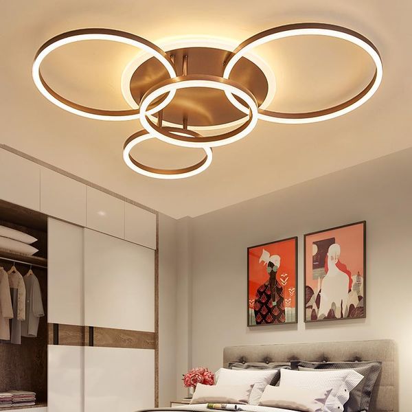 

ceiling lights 2/3/5/6 circle rings modern led for living room bedroom study white/brown color lamp