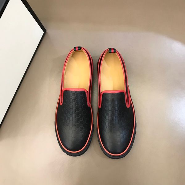 

sneaker platform trainers slippers suede calfskin shoes mens genuine leather fashion sneakers mixed color with box q4, Red;white