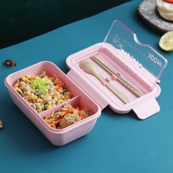 

storage bottles & jars meal box for adults, lunch older kids, wheat straw pp food microwave and dishwasher safe with spoon chopsticks
