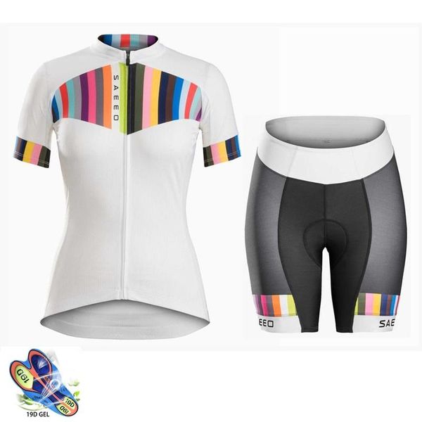 

racing sets 2021 summer women cycling set mtb bike clothing female bicycle clothes short sleeve road jerseys bib shorts pants pad, Black;blue