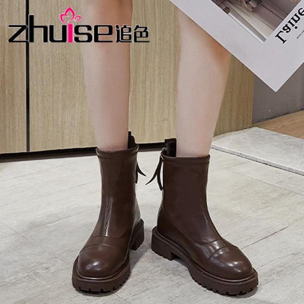 

boots women's winter fashion plus velvet warm short women autumn 2021 double zipper pure color net red temperament, Black