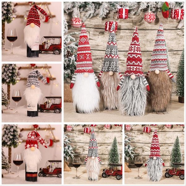 

christmas decorations for home wine bottle cover ers gnomes doll year 2022 table xmas ornaments navidad
