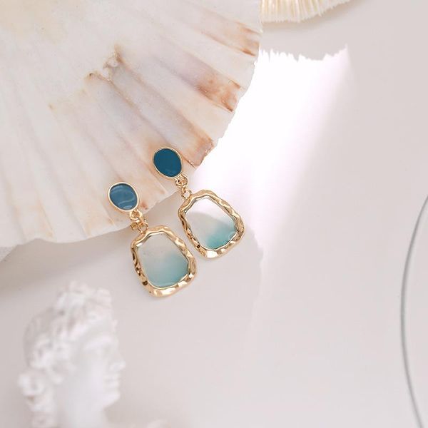 

stud spring summer fund blue ear geometry contracted temperament fairy is small pure and fresh girl fashion tide earring, Golden;silver
