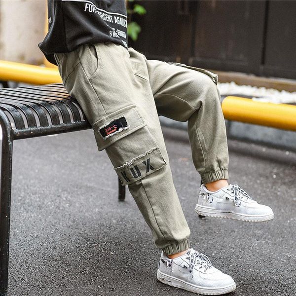 

cargo pants for boys back to school pure color cool trousers pocket loose sport pant baby girl teen 3-14 years clothing, Blue