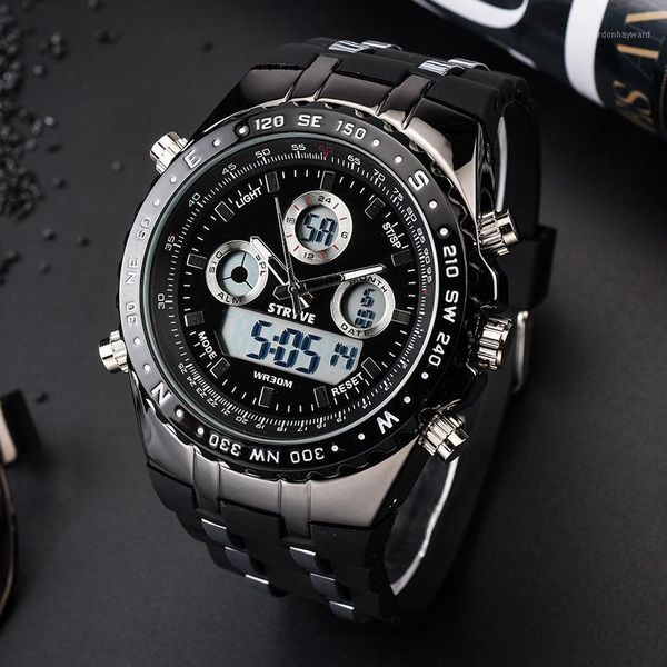 

wristwatches stryve 8002 sports men's watches 2021 military quartz watch men waterproof s male clock relogio masculin, Slivery;brown