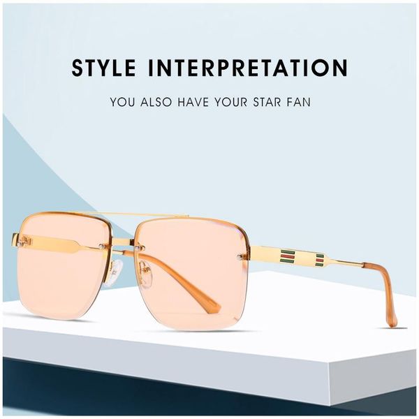 

sunglasses classic retro rimless square for women men brand design fashion summer driving sports metal uv400 sun glasses eyewear, White;black