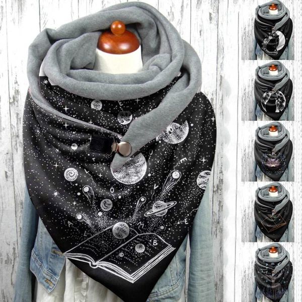 

scarves scarf women 2021 winter warm shawls for fashion merry christmas print button soft wrap casual shawl, Blue;gray