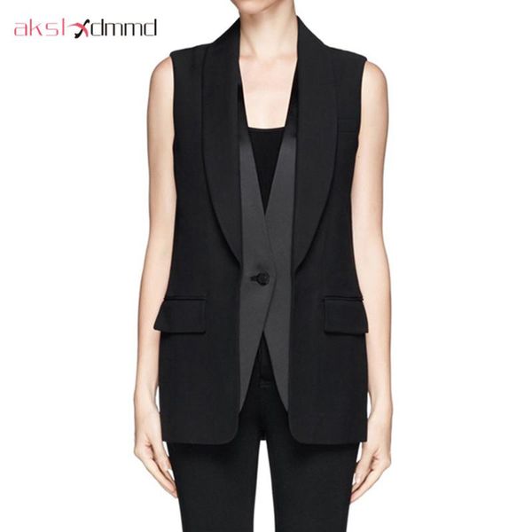 

women's vests akslxdmmd women slim vest brazer feminino 2021 fashion single button jacke and coat female lh900, Black;white