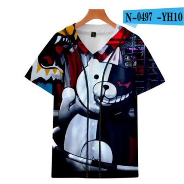 Человек Летний бейсбол джерси кнопки футболки 3d печатная стрит одежды футболки футболки хип-хоп хорошее качество 058