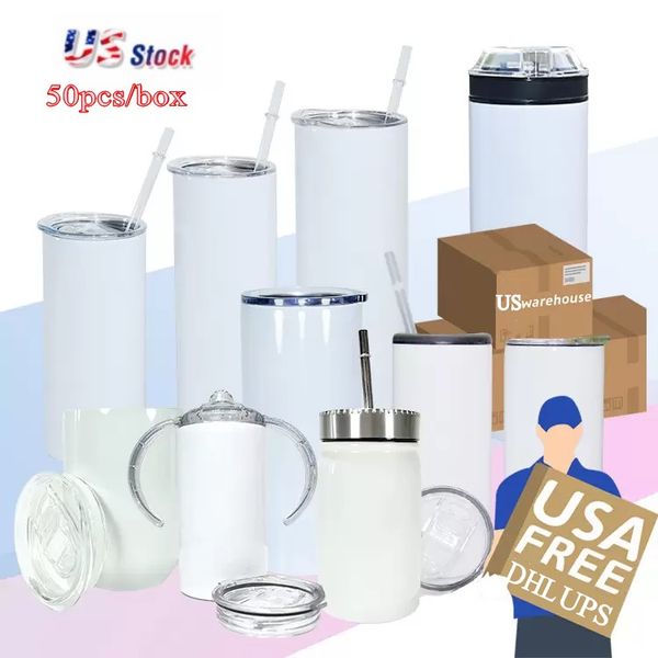 

20 oz sublimation tumblers stainless mugs 15oz 30oz straight tumbler straight cups with straws kid silm cold water drinks bottle sippy cup 5