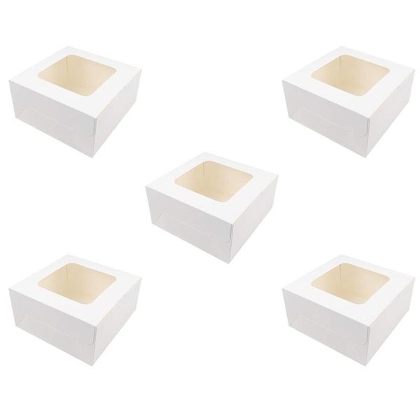 

gift wrap 5pcs cake dessert packing boxes with window paper bakery cupcake (white)
