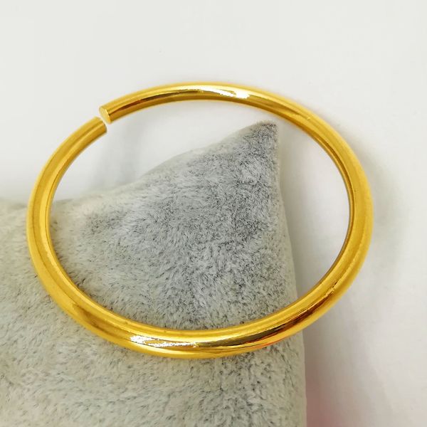

6mm smooth cuff bangle bracelet womens jewelry 18k yellow gold filled classic dubai gift, Black