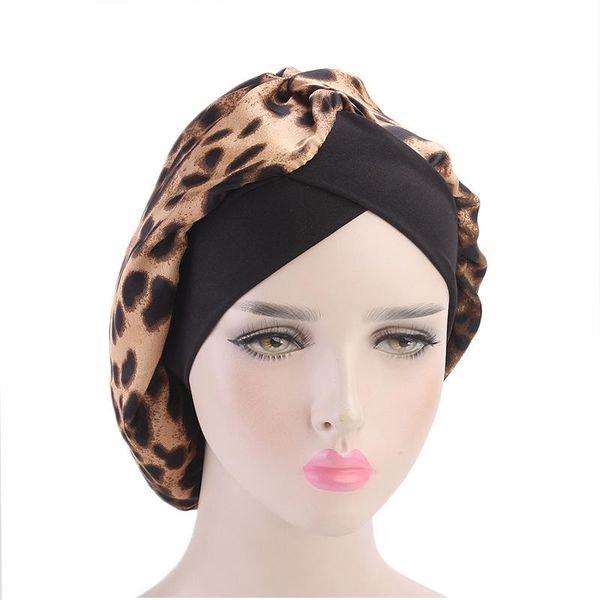 

beanie/skull caps bonnet satin women sleeping night cap big size beauty print beanie headwrap hair cover floral headwear chemo loss hat, Blue;gray
