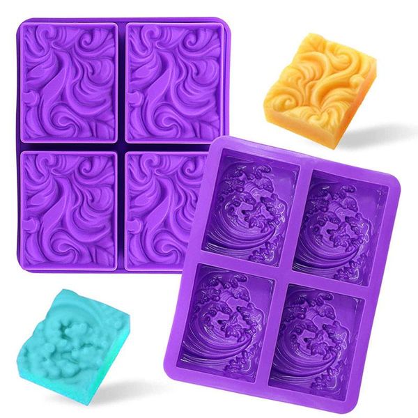 

craft tools 4-cavity ocean wave soap mold rectangular molds silicone for soaps making