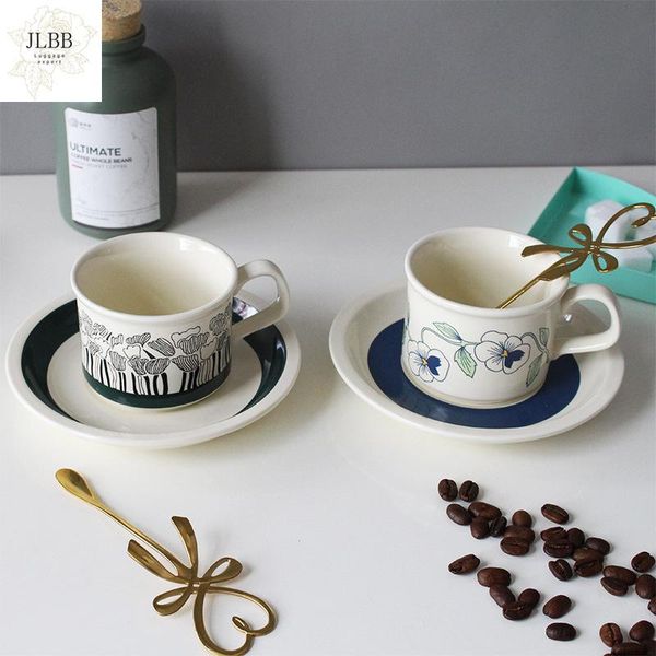 

mugs ins nordic finland middle ages coffee cup afternoon tea black mocha ceramic flower