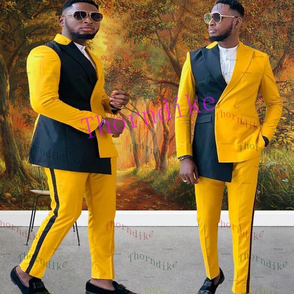 

men's suits & blazers thorndike men fashion double breasted groom prom blazer slim fit 2 pieces jacket+pant business casual tuxedo, White;black