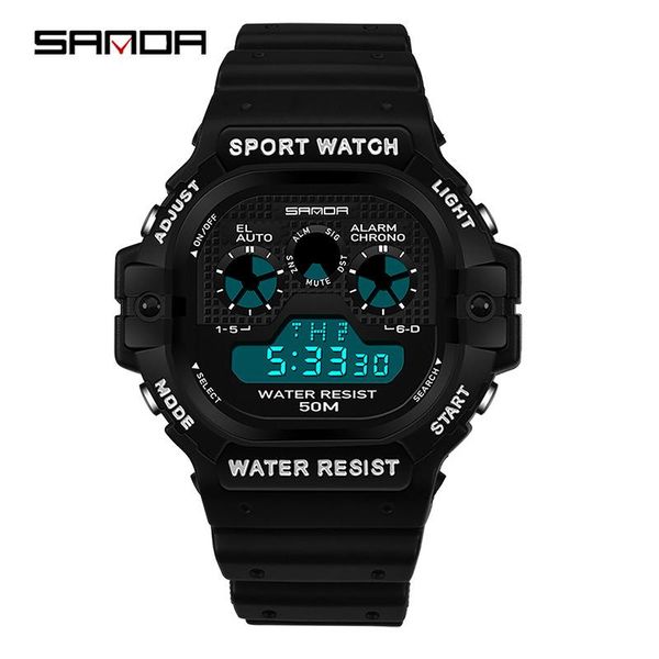 

sanda bj777 multifunctional sports watch men's and women's watches student business waterproof square electronic 2021 wristwatches, Slivery;brown
