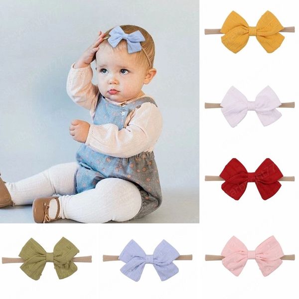 Bonbonfarben Baby Stirnband Bögen Stirnbänder für Mädchen Baumwolle Kopfbänder dünnes Nylon Haarband Neugeborene Kinder Kleinkind Haarschmuck