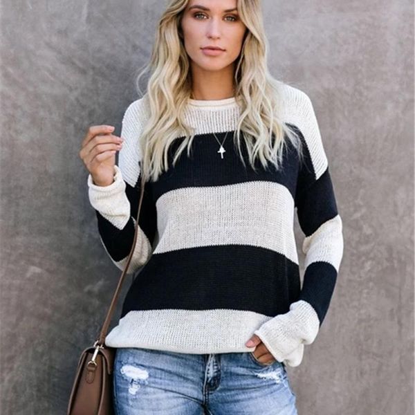 

women's sweaters korean streetwear women knitted sweater 2021 autumn clothes oversized fashion o-neck pullover, White;black