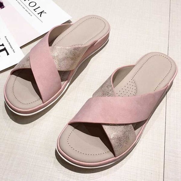 

women slippers sandals casual cross wedges non-slip female slipper summer ladies shoes home outdoor beach qq381 210625, Black