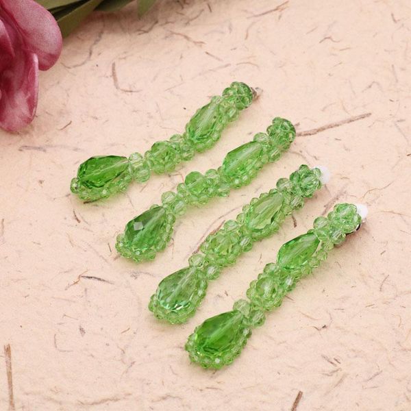 

beads earrings long hand making green party jewelry stud, Golden;silver