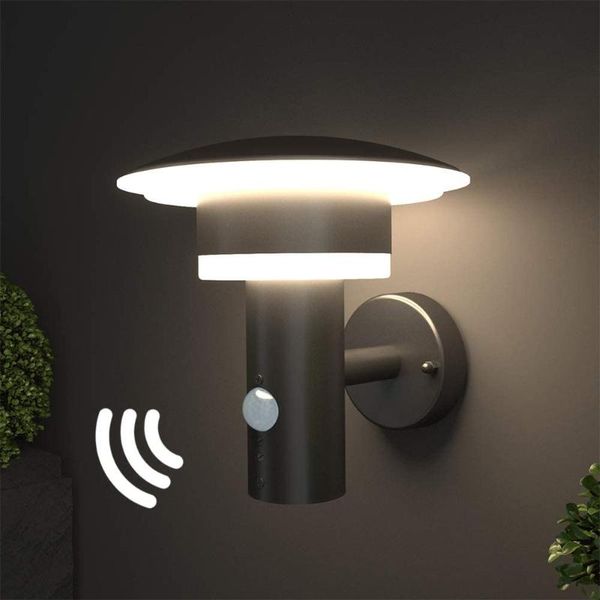 

outdoor led wall lamp, light with motion sensor and switch steel stainless (with pir sensor) [a-class energy+] lamp