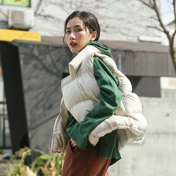 

women's vests winter vest women short section warm quilted lining colete feminino white double breasted stand collar sleeveless coat pl, Black;white