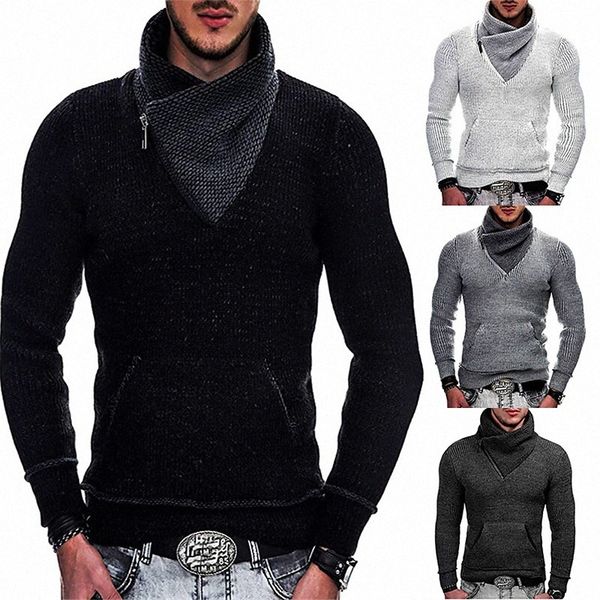 

men's sweater pullover zipper front pocket color block vintage style casual long sleeve sweater cardigans turtleneck fall winter white, White;black