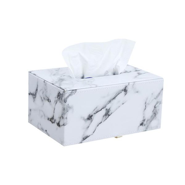 

nordic marble ink tissue box stylish pu leather household living room kitchen napkin storage case deskdecoration boxes & napkins