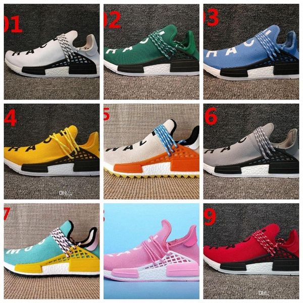 Orijinal Pharrell Williams Hu TR Boots Ayakkabı İnsan Yarışı Koşu Koşucu Erkekler ve Kadın Eğitmenler Sneakers Boyutu 36-47 Z01Q #