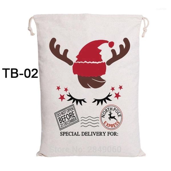 

christmas decorations santa sacks canvas candy bag 100pcs drawstring claus party kids personalized present1