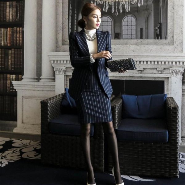 

women's suits & blazers suit women ol work striped office lady dress 2 two piece sets elegant female blazer fashion sheath dresses, White;black