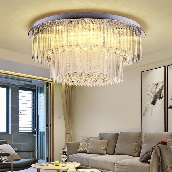 

crystal led ceiling light lamp lustre lighting fixtures bedroom living room plafonnier round luxury lmparas de techo lights