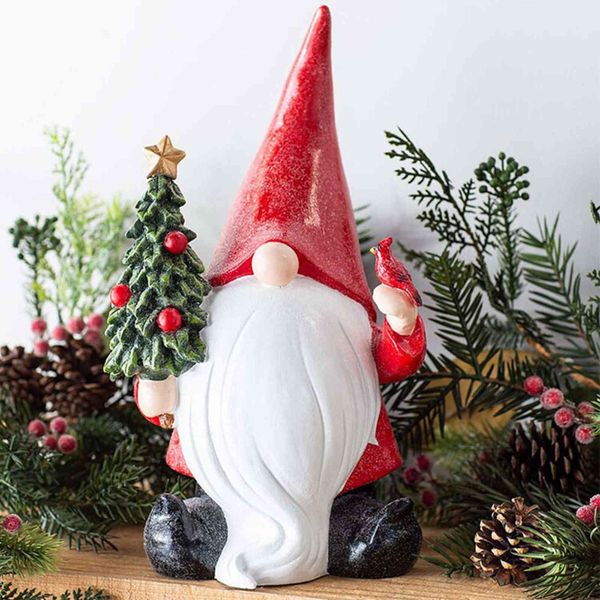 

christmas new resin ornaments santa claus holding tree party decorations