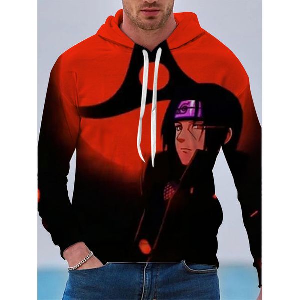 

cartoon anime pattern men is a 3d printed hoodie visual impact party punk goth round neck american sweater hoodie, Black