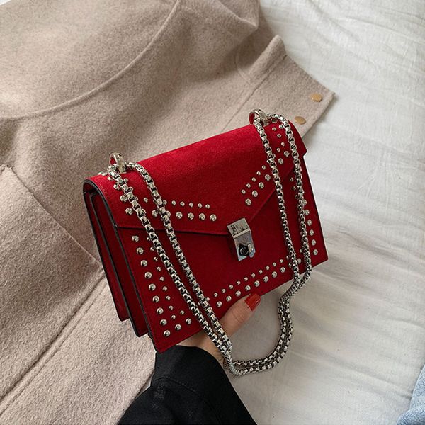 

new chain rivet lock designer crossbody bags for women luxury handbags travel red shoulder messenger bag ladies small flaps 2021