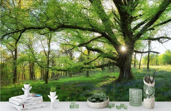 

wallpapers custom mural po 3d wallpaper forest landscape trees the sunshine room decor painting wall murals for 3 d