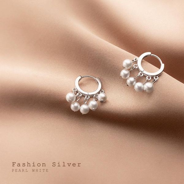 

hoop & huggie real 925 sterlin silver small earrings with charm pearl tassels cute elegant earings fashion jewelry drop 2021, Golden;silver