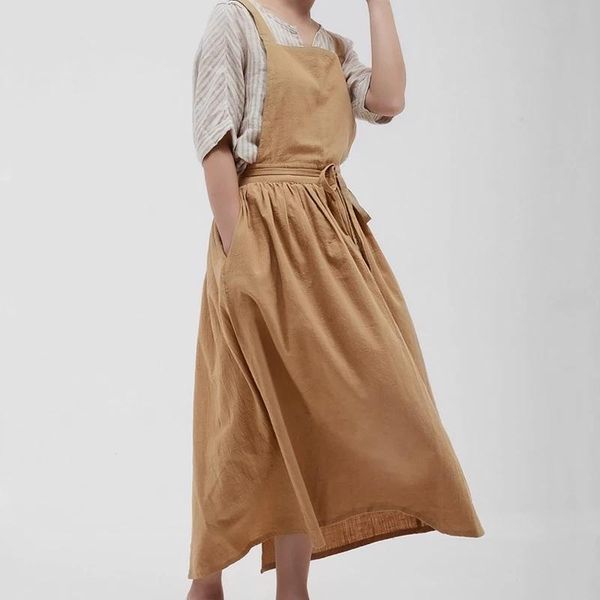 

long cotton apron florist artist painter craft flower shop work wear waitress cafe barista catering uniform baking accessories aprons