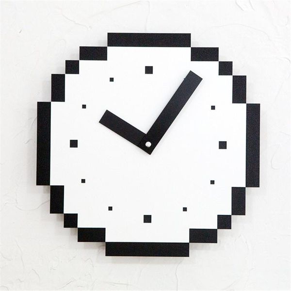 

wall clocks pixels style pine wood clock vogue european minimalist interesting superior artistic silently for cafe home decor