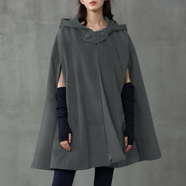 

women's jackets women vintage sleeveless hooded cloak autumn winter fashion capes solid long coats casual outwear loose, Black;brown