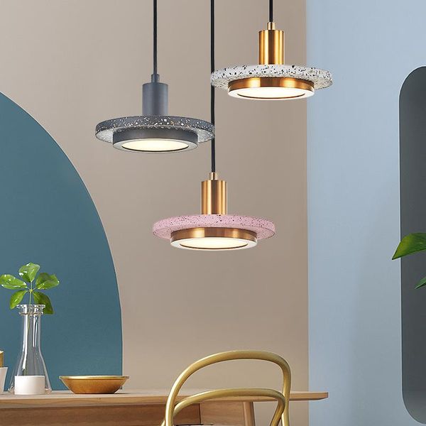 

pendant lamps terrazzo saucer ufo dining lights designer restaurant bar bedroom bedside hanging light nordic room decor cement lamp