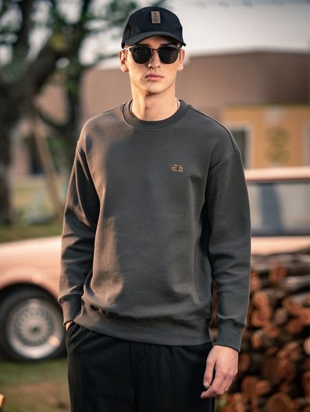 

men letter graphic pullover 62gy#, Black