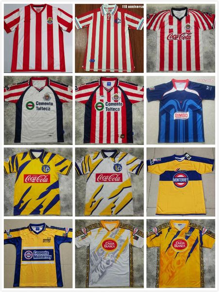 

size s-xxl liga mx retro club america soccer jerseys mexico tijuana tigres unam chivas guadalajara football shirts, Black;yellow