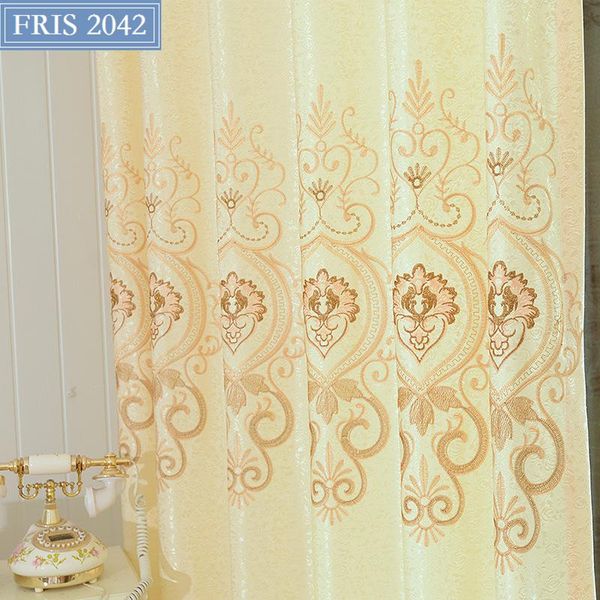

curtain & drapes european-style curtains for living dining room bedroom luxury embroidered cloth beige window