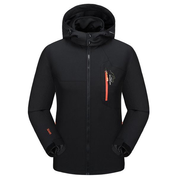 

outdoor autumn men's breathable stormsuit single layer large size sports mountaineering suit soft shell coat, Black;brown