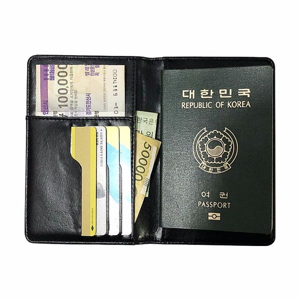 

card holders casual women men pu leather thin travel coin purse money bag id holder passprot cover clutch document pack solid black blue, Brown;gray