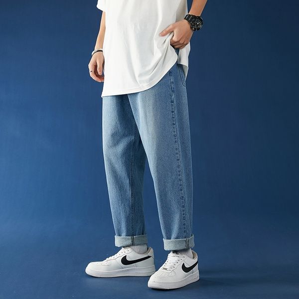 

jeans 2021 new loose straight autumn nine point casual long pants men, Black