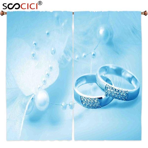 

curtain & drapes window curtains treatments 2 panels,wedding decorations engagement wedding rings with pearls on blue dreamy background ligh