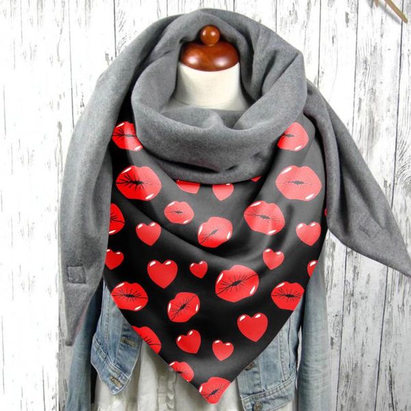 

scarves 2021 fashion all-match casual love heart printing thickening warm around christmas for ladies cat button scarf gifts shawl, Blue;gray